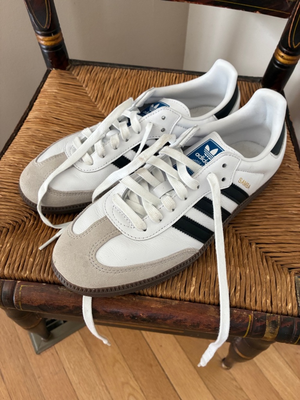 adidas White and Black Samba Retro Sneakers